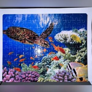 Underwater Coral Reef Puzzle with Sea Turtle
